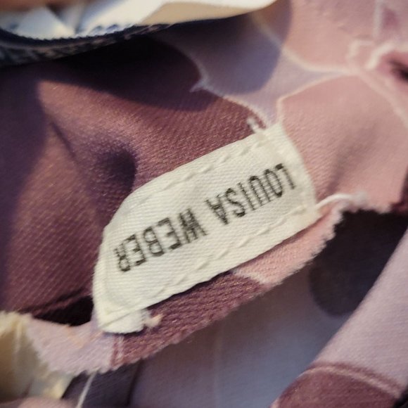 Vintage Dress Floral Polyester Purple Belted Long Sleeve Medium Damon Fashion 70 - Picture 9 of 10